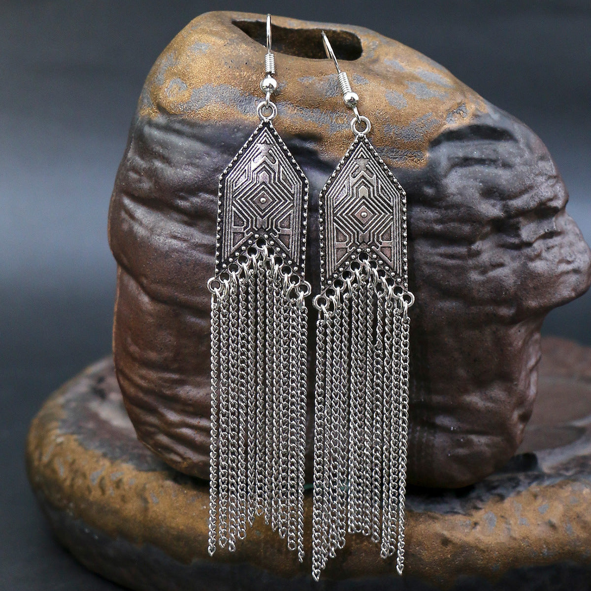 Wholesale Long Arrow Chain Tassel Geometric Earrings